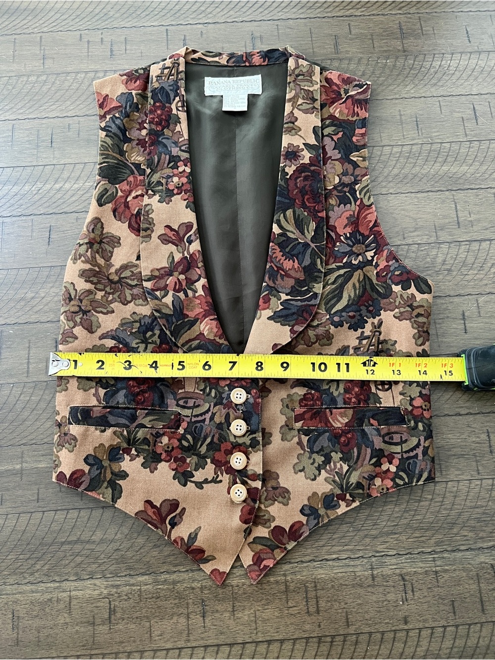 Vintage 90’s Banana Republic Safari & Travel Co Floral Vest LIKE NEW Sz M - Picture 6 of 7